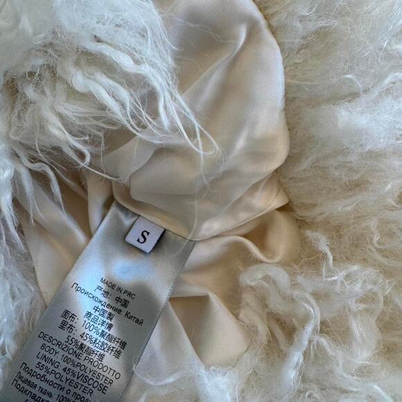 Cream faux curl fur jacket with collar - Picture 3 of 4